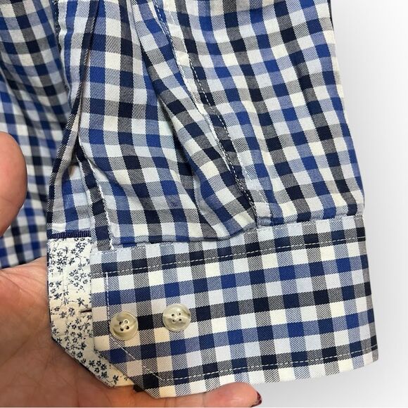 Tasso Elba Mens Button Down Dress Shirt w Contrast Cuffs Big Tall 17-17.5” Neck - Picture 9 of 12